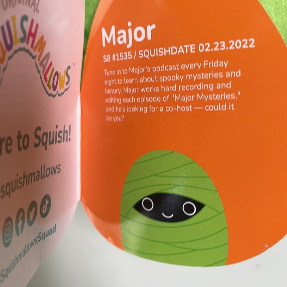 Squishmallows Major The Green Mummy 8” Halloween 2022 - Picture 8 of 8